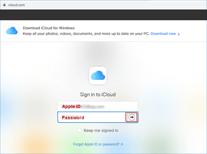 log in iCloud